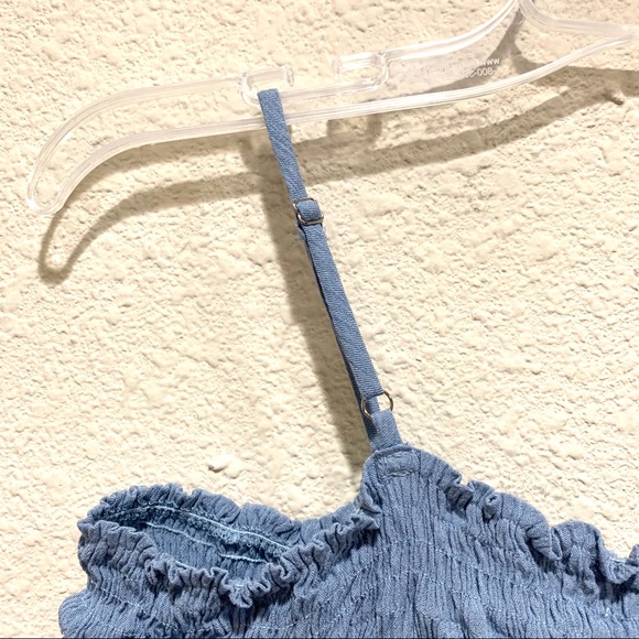 Open Shoulder Blue Corset Detail Blouse (NWT) - Picture 7 of 8